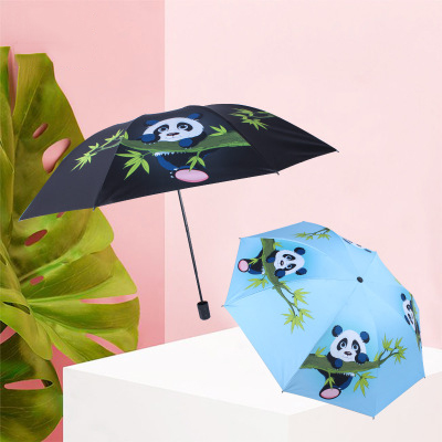 厂家直销黑胶防紫线晴雨伞 卡通防晒三折小黑伞可定制logo榴莲视频黄色视频APP伞