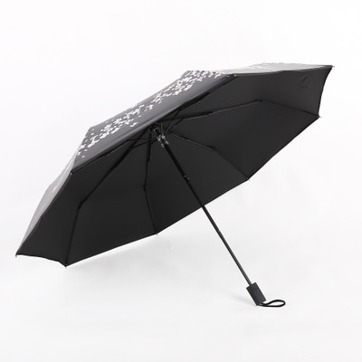 黑胶三折晴雨伞 防晒榴莲视频IOS下载安装大全伞手开太阳伞 定制LOGO榴莲视频黄色视频APP伞